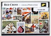 Het Rode Kruis – Luxe postzegel pakket (A6 formaat) : collectie van 50 verschillende postzegels van het rode kruis – kan als ansichtkaart in een A6 envelop - authentiek cadeau - kado - geschenk - kaart - nood - noodhulp - stichting  - henri dunant