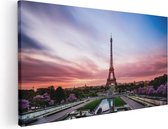 Artaza Canvas Schilderij Eiffeltoren In Parijs Met Kleurrijke Hemel - 60x30 - Foto Op Canvas - Canvas Print