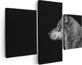 Artaza Canvas Schilderij Drieluik Wolvenkop - Wolf - Zwart Wit - 90x60 - Foto Op Canvas - Canvas Print