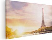 Artaza Canvas Schilderij Eiffeltoren In Parijs Aan Het Water - 60x30 - Foto Op Canvas - Canvas Print