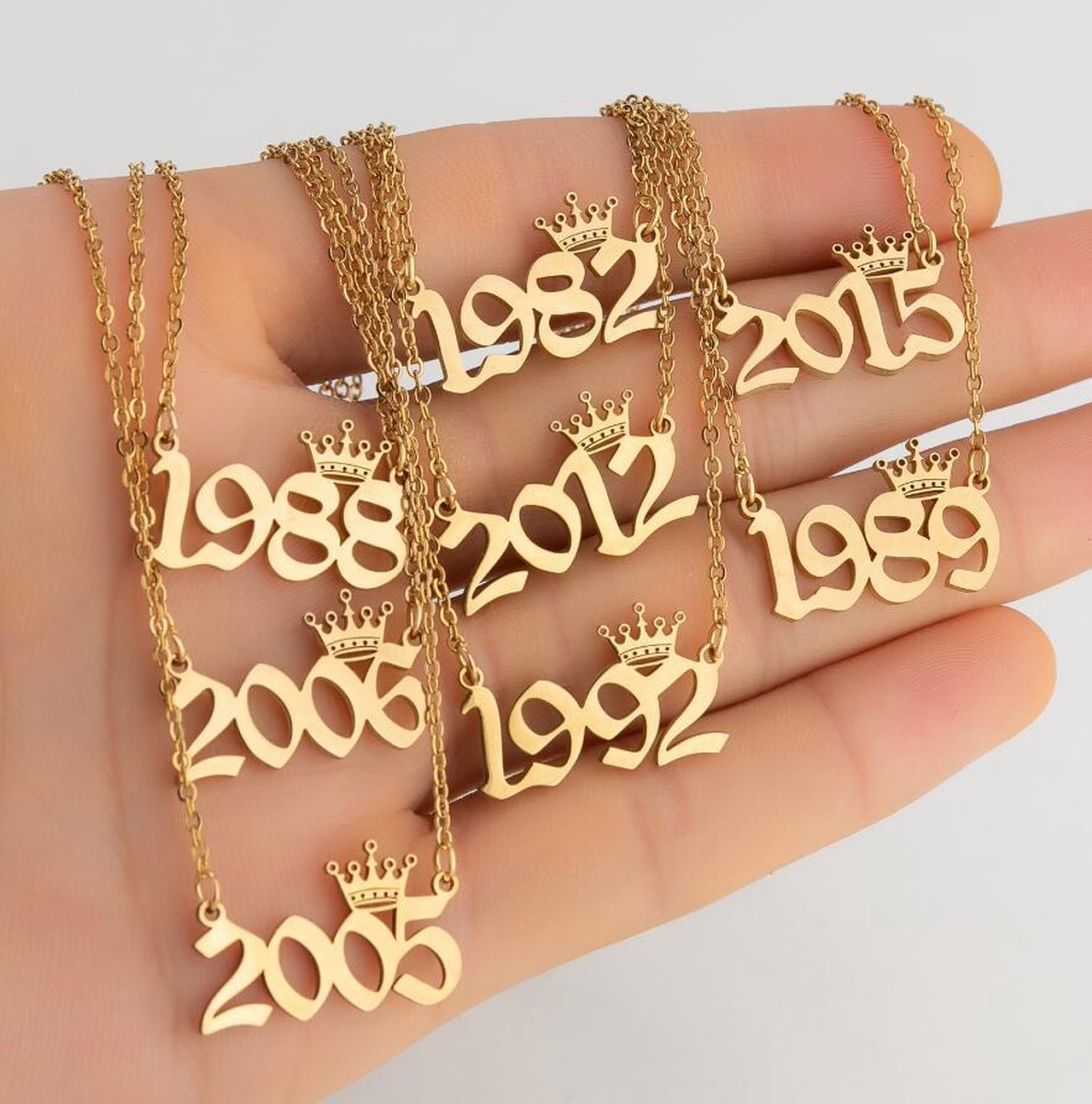 Bixorp Jaartal 1999 Ketting Goudkleurig - Stainless Steel / Roestvrij Staal - Cadeau voor haar
