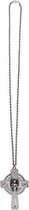 ketting kruis doodshoofd zink zilver one-size