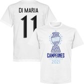 Argentinië Copa America 2021 Winners Di Maria 11 T-Shirt - Wit - M