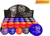 36-pack Red One wax 50ml Reisverpakking - Ideaal voor Vakantie! - Miniverpakking Wax - Travel Wax - Voordeelbundel 36 Stuks - Maximum Control - Langdurige Styling - Sterke Hold - Blauw/Grijs/