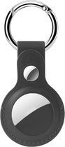 Premium Lederen Hanger voor Apple Airtag - Sleutelhanger - Hoesje  - Zwart