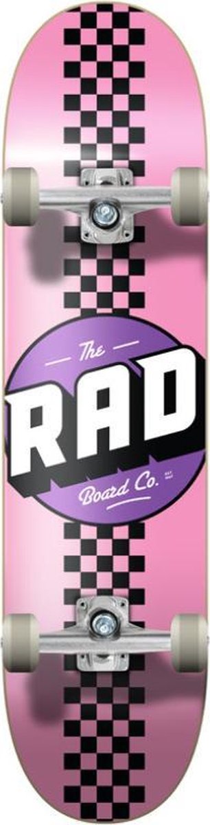 RAD - Checker Stripe Progressive Compleet Skateboard Pink/Black 7.75