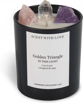 Scent With Love - Geurkaars in glas met kristal - Golden Triangle Candle - Zwart - Vegan