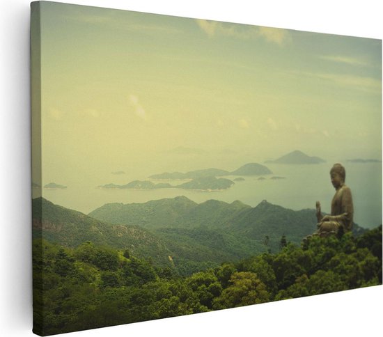 Artaza Canvas Schilderij Boeddha Standbeeld In Het Bos - 60x40 - Foto Op Canvas - Canvas Print