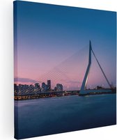 Artaza Canvas Schilderij Erasmusbrug In Rotterdam Met Zonsondergang - 30x30 - Klein - Foto Op Canvas - Canvas Print