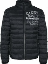 Camp David, zwart gewatteerd jack met logotapes en artwork