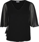 Promiss - Female - Capeblouse in voile  - Zwart