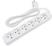 Aigostar 20VLL Stekkerdoos - Met randaarde - Verlengsnoer - Verlengkabel - 6-voudig - 1.5 meter - Wit