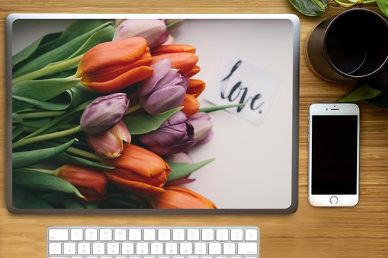 Sticker ordinateur portable - 17,3 pouces - Fleurs - Tulipes - Citation