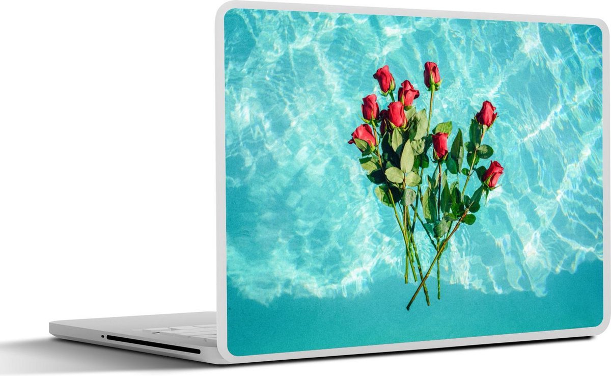 Laptop sticker - 14 inch - Rozen - Water - Bloemen - 32x5x23x5cm - Laptopstickers - Laptop skin - Cover