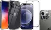Hoesje geschikt voor iPhone 13 Pro - Shock Proof Case - Transparant - Met Full Screenprotector en Camera Screen Protector