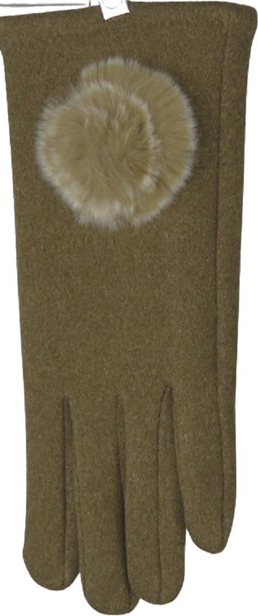Handschoenen dames met touchscreen en pompon - 90% polyester en 10% elastisch