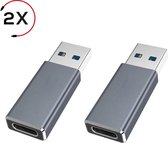 USB-C hub - USB naar USB-C Splitter - Adapter geschikt voor Apple & Windows computers - Werkt ook als auto oplader - Donkergrijs - 2pack