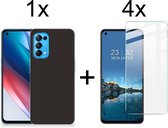 Oppo Find X3 Lite hoesje zwart siliconen case hoes cover hoesjes - 4x Oppo Find X3 Lite Screenprotector