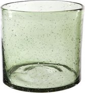 Windlicht - Tafellamp - Kaarsenhouder - Lantaarn - Groen Cilindrisch Glas - 14,8x14,8x13cm