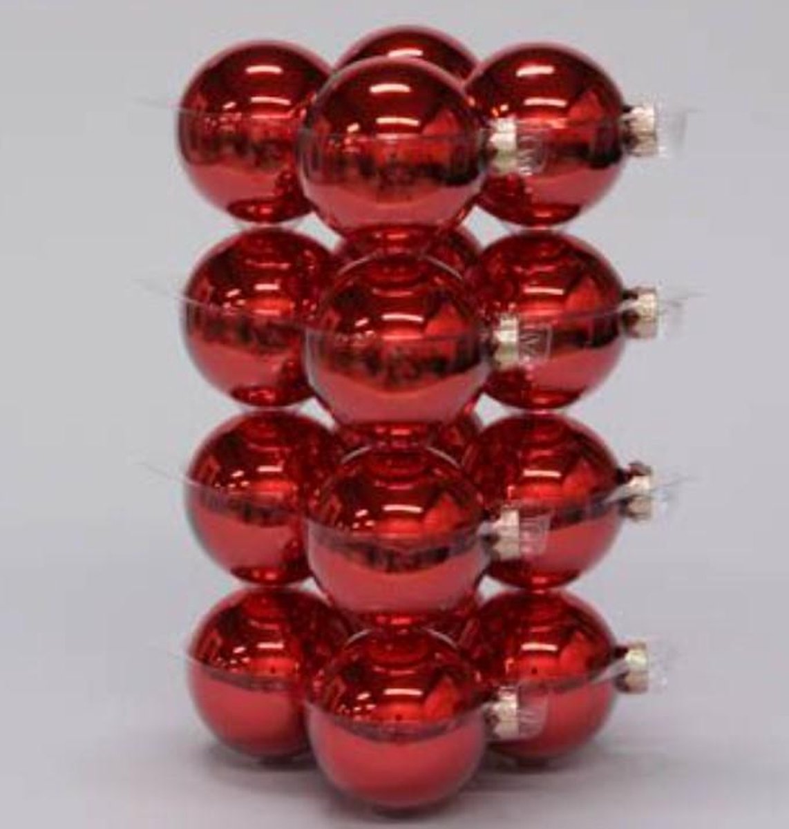 cb. 16 glasballen/cap rood glans 80mm | Kerstballen | Kerst