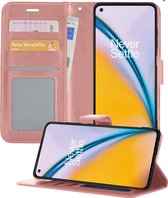 OnePlus Nord 2 Hoesje Book Case Hoes - OnePlus Nord 2 Case Hoesje Wallet Cover - OnePlus Nord 2 Hoesje - Rosé Goud