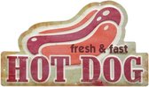 Fresh & Fast Hot Dog Metalen Bord Met Reliëf - 30 x 18 cm