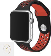 NC Silicone bandje voor de Apple Watch 42/44MM- Horloge Bandje - Polsband - Apple Watch 1/2/3/4/5/6/SE - Zwart/Rood