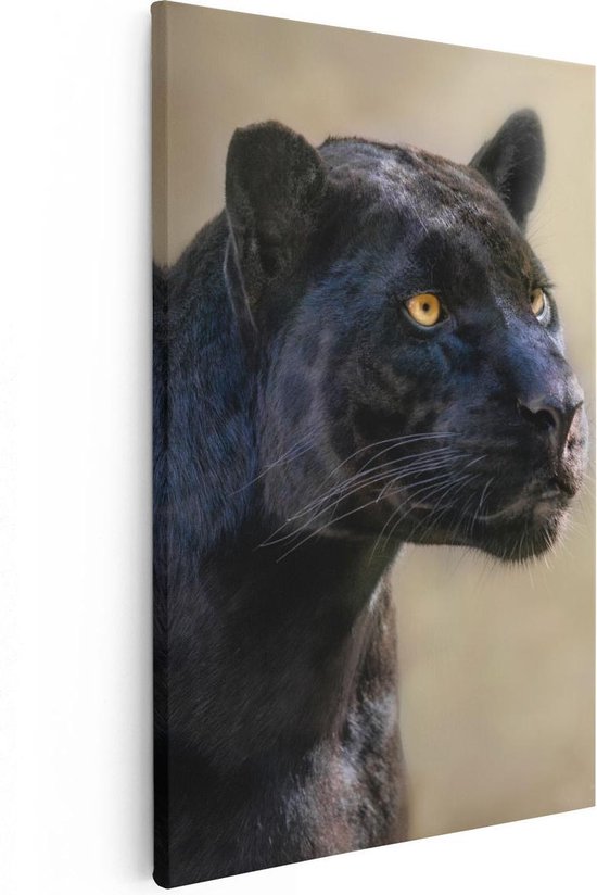 Artaza - Peinture sur toile - Panthère noire aux yeux Oranje - 20 x 30 - Klein - Photo sur toile - Impression sur toile