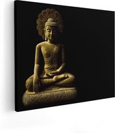 Artaza Canvas Schilderij Gouden Boeddha Beeld In Meditatie  - 50x40 - Foto Op Canvas - Canvas Print