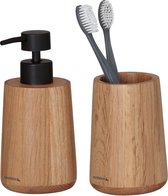 Sealskin Earth - Ensemble d'accessoires de salle de bain - Distributeur de savon 150 ml - Gobelet à brosse à dents - Chêne