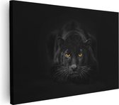 Artaza Canvas Schilderij Zwarte Panter Met Oranje Ogen - 120x80 - Groot - Foto Op Canvas - Wanddecoratie Woonkamer