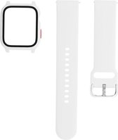 Luxe 3-in-1 Siliconen Armband Met Gehard Glas Screenprotector Case Cover Bumper Hoesje Geschikt Voor Apple Watch Series 1/2/3 42mm Horloge Bandje - Geschikt Voor iWatch Sportband P