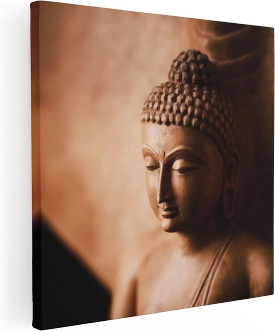 Artaza Canvas Schilderij Boeddha Beeld - 60x60 - Foto Op Canvas - Canvas Print