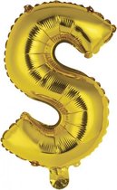 folieballon Letter S 34 cm goud