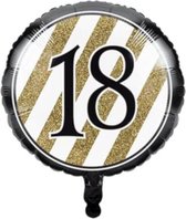 folieballon 18 Black & Gold 46 cm zwart/goud/wit