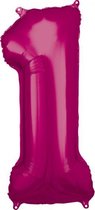 folieballon 33 x 86 cm nummer 1 roze