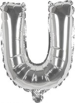 ballon letter U zilver 36 cm