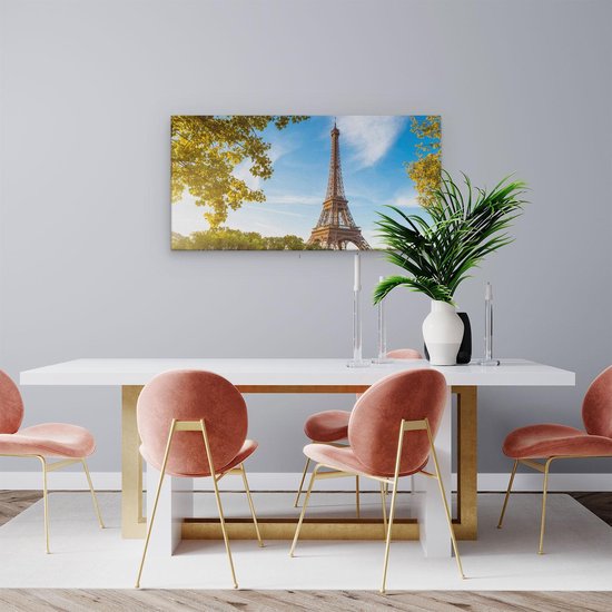 Artaza Peinture sur toile Tour Eiffel à Paris sur l' Water - 80 x 40 - Photo sur toile - Impression sur toile