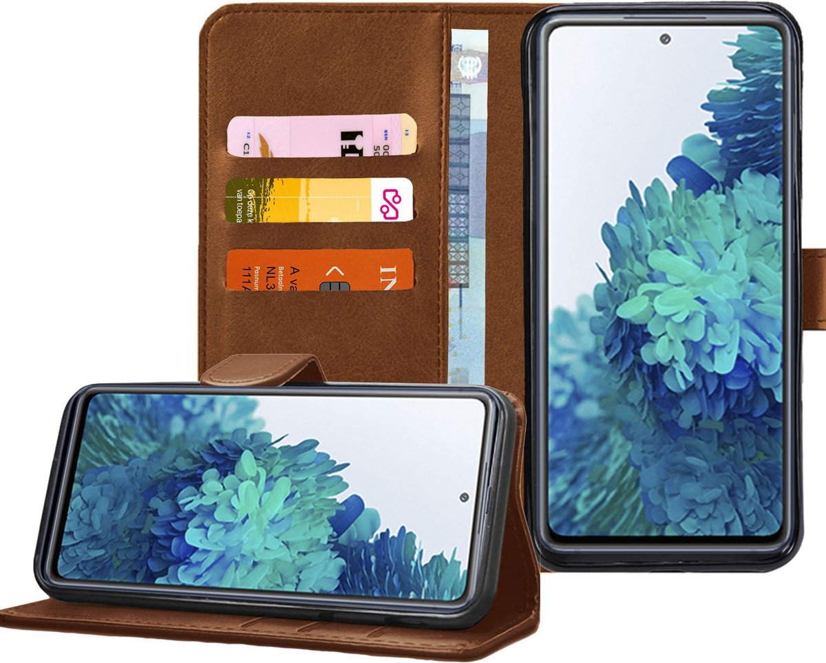 Hoesje geschikt voor Samsung Galaxy S21 FE - Book Case Portemonnee Hoesje Bruin