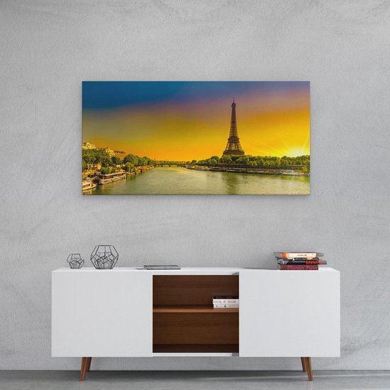 Artaza - Peinture sur toile - Tour Eiffel à Paris au lever du soleil - 80x40 - Photo sur toile - Impression sur toile