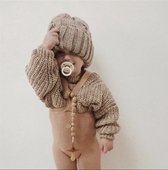 Little koekies Baby maillot/legging met bretels — 0-6 maanden / Coffee - kraamcadeau- newborn gift - voor 1700 besteld, dezelfde dag verstuurd