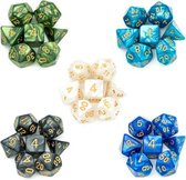 Genvi Luxe Dobbelstenen Set met Gouden letters - 5 Kleuren - Dice set - D&D dobbelstenen