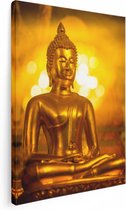 Artaza Canvas Schilderij Gouden Boeddha Beeld - 30x40 - Klein - Foto Op Canvas - Canvas Print