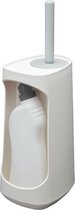 Tiger Tess - Porte-brosse WC avec capacité de rangement autoportante avec brosse flexible Swoop® - Blanc / Gris clair