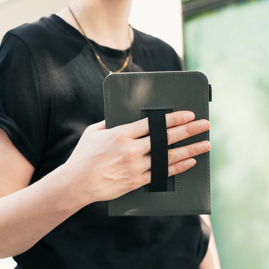 kwmobile e-reader hoesje geschikt voor Kobo Aura ONE hoes - E reader flip case van kunstleer - Ereader cover met handgrip en stand - In zwart van Merkloos — afbeelding 3