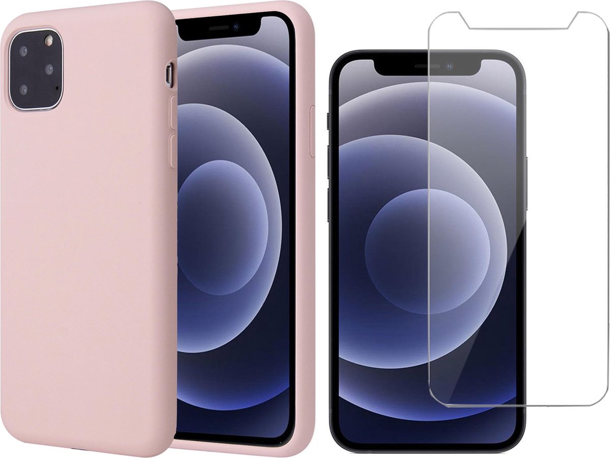 Hoesje geschikt voor iPhone 13 Pro - Fluweelzachte Backcover - Roze - Met Screenprotector