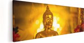 Artaza Canvas Schilderij Gouden Boeddha Beeld - 60x20 - Foto Op Canvas - Canvas Print