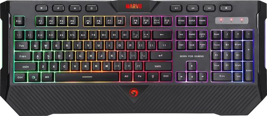 Marvo K656 Gaming Toetsenbord – RGB Verlichting – Membraan – Anti-Ghosting en Polssteun – QWERTY