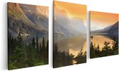 Artaza Canvas Schilderij Drieluik Bergen Met Een Meer In Nationaal Park Glacier - 120x60 - Foto Op Canvas - Canvas Print