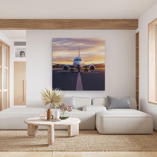 Artaza Peinture Sur Toile Avion Sur La Piste - 80x80 - Groot - Photo Sur Toile - Impression Sur Toile